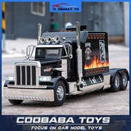 CBB 1:24 Peterbilt 389 Alloy Diecast Car Model Toy Sound Light Pull Back For Kids Boys Adults Collec
