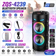 ZQS4239 Bluetooth Speaker KTV Karaoke Speaker RGB LED Light Portable Wireless Speaker with Microphon