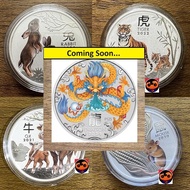 2020 - 2024 Silver 0.5 1oz Colorized Australian Lunar Series III Dragon Rabbit Tiger Ox Mouse Coin