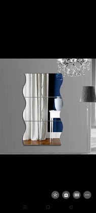 Set 4pcs Mirror Sticker 10cmx11cm Wall Decor Cermin Sticker Petak Kecil Hiasan Dinding