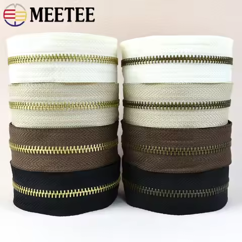 1-5M 5# Meetee Metal Zipper Sewing Zippers Closure Bronze Zip for Clothes Zips By The Meter Bag Jack