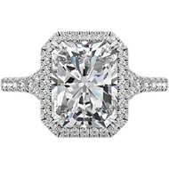 2CT-4CT Radiant Cut Halo Pave Engagement Ring Handmade Wedding Ring for Women Anniversary Promise Gi