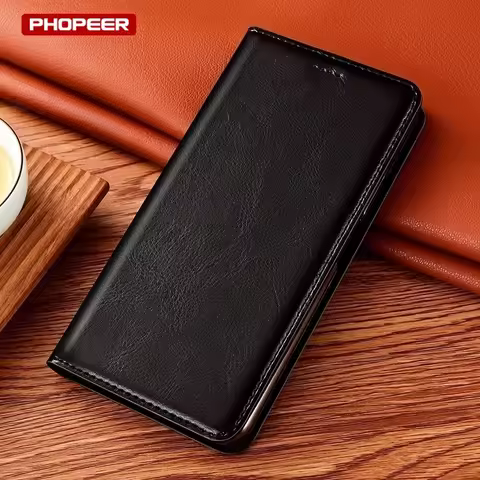 For Xiaomi Poco X7 X6 Pro 5G Genuine Leather Case For Xiaomi Poco X5 X4 X3 X2 Pro 5G GT NFC Flip Mag
