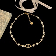 Dior CD Fashion Exquisite Dior Pearl Necklace Women Gold