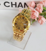 Win Watch shop นาฬิกา Seiko Automatic รุ่น SNKL38K1 นาฬิกาผู้ชาย สายสีทอง หน้าปัดโรมัน สีทอง สวยหรู - ของแท้ 100% รับประกันสินค้า 1 ปีเต็ม