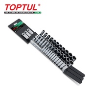 TOPTUL 37PCS 1/4", 3/8" & 1/2" DR. 6PT Deep Socket Rail Set Metric GAAQ3703