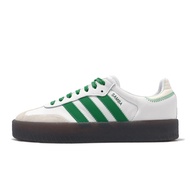 adidas Casual Shoes Sambae W Women's White Green Rubber Sole Thick German Training Samba [ACS] IE910