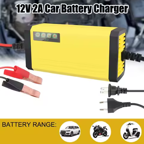 12V 2A Car Battery Charger 220V Power Puls Repair Charger Wet Dry Lead Acid Battery LED Display Moto