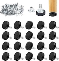 ZOCONE Pack of 20 Black Adjustable Furniture Feet, M6 Adjustable Furniture Feet, Height Adjustable w