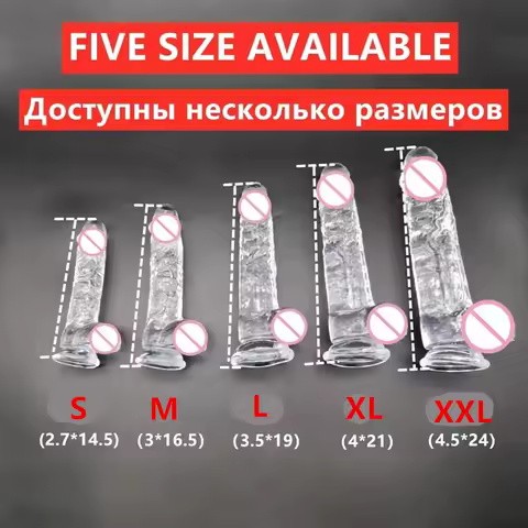 24cm Crystal Transparent Dildo 6 Sizes Realistic Soft Jelly DildosSuction Cup SexToys Women and Men 