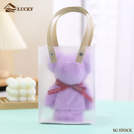 SG stock Cute Bear Towel+PVC gift bag Coral Fleece Hand Towel Wedding Gift Pure Color Employee gift Children Day Gift