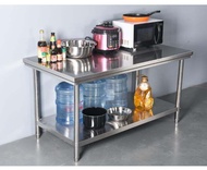 Stainless Steel Kitchen Cutting Console Storage Rack Two-Layer Three-Layer Small Long Table Cooking Table Lotus Stall Table