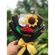Crochet Flower Bouquet Bunga Bouquet Bajet daisy crochet sunflower crochet rose crochet
