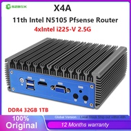 New 2.5G pfSense Router 11th Intel N5105 4*lntel i225 Nics NVMe 2*DDR4 Fanless Soft Router OPNsense 