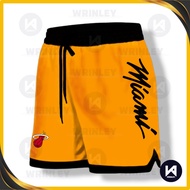 Miami Men's Basketball Shorts with Dri-Fit Fabric and NBA Jersey Design Sports Shorts for Men