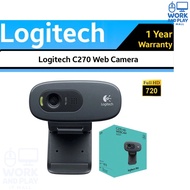 กล้องเว็บแคม LOGITECH C270 HD WEBCAM 720p/30fps ปรับแสงได้อัตโนมัติ ไมค์ตัดเสียงรบกวนในตัว