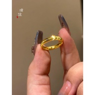 cincin lelaki ring 5G Gold Color Sand Gold Plated 999 Cat's Eye Men Women Plain Circle Corrugated Co
