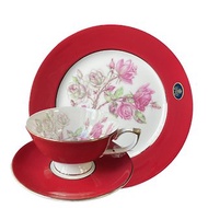 英國Aynsley 紅玫瑰系列 組合優惠價 骨瓷雅典色釉杯盤組+餐盤