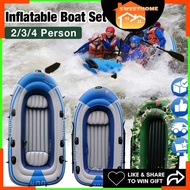 Intime Kayaking - 4 Person PVC Rubber Inflatable Boat Thickened Portable Kayak Fishing Boat Rescue E