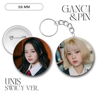 GANTUNGAN GANCI UNIS PIN SWICY KEYCHAIN 58 MM KEYCHAIN KPOP UNOFFICIAL ELISIA HYEONJU NANA YOONA GEH