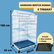 3-story Cat Cage 60X42X108 CM Thick Iron House Roof MODEL -FS