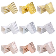 612pc Gold Silver Dot Wave Striped Paper Popcorn Box Pop Corn Candy Sanck Favor Bag Xmas Wedding Kid Birthday Party Decoration