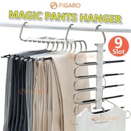FIGARO Household Stainless Steel Retractable Pants Hanger Multifunctional Hanger Shawl Organizer Penyangkut Baju Besi