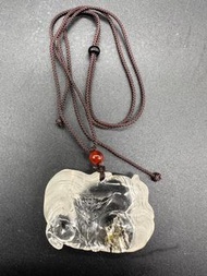 白水晶九尾狐共生綠碧璽晶中晶吊墜連繩(滿$500包順豐智能櫃)