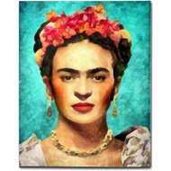 Flower Woman Frida Kahlo Canvas Wall Decor 16x20 Inch Wood Framed Hanging Wall Art Decorative painti
