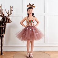 Children Elk Dress Christmas Costume Girls Deer Animal Performance Costume Elk Performance Costume c