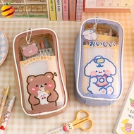PINLESG Pencil Cases, PU Zipper Pencil Bag, Large Capacity PVC Multilayer Student Stationery