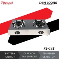 Firenzzi Glass Double Gas Stove FS-126/ FS-148 (Ready Stock)