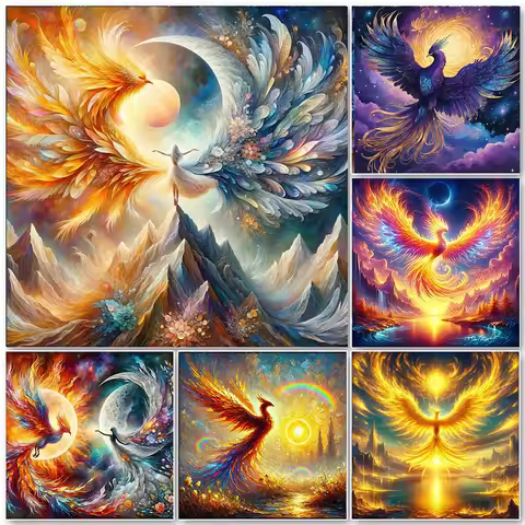 DIY Diamond Mosaic Phoenix 5d Diamond Painting Animal Full Drill Square Picture Of Rhinestones Bird 