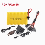 7.2V 700mah Ni-CD Battery +Charger For Rc toys Car Boat Gun Tank Train spare parts AA 7.2 V RC Batte
