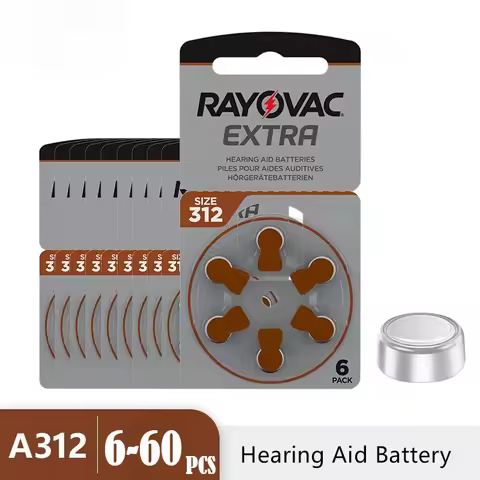 6-60PCS Rayovac Extra Performance Hearing Aid Battery 1.45V 312 312A A312 PR41 Zinc Air Battery For 