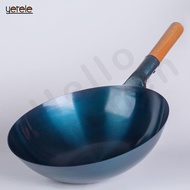 Traditional Wok Non-coated Non Stick Carbon Steel Pow Wok With Wooden/Cast Iron Wok Hand-made Of Household Old-fashioned Wok