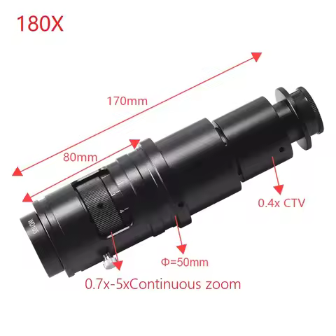0.7X-5X Magnification C-Mount Objective Zoom Lens 180X 120X Parfocal Lens for Microscope Camera Elec