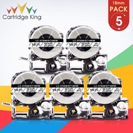 5PK ST18KW Black on Clear 18mm 3/4" Label Tape Compatible for Epson King Jim TepraPro LW-C410 LW-400