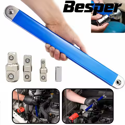 Ratchet Torque Extension Wrench Tight Spaces Extension Tool with 1/2" 1/4" and 3/8" Drive Adapters U