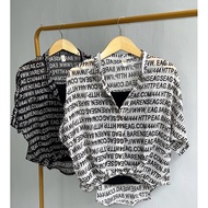 CHIFFON BLOUSE WITH FULL WRITING, FREE WOMEN'S TANKTOP|BLOUSE 2IN1|MODERN TOP (www)