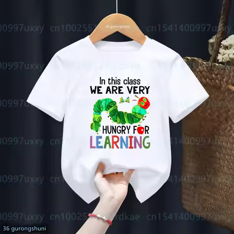 New boys tshirt Funny Assorted Of The Very Hungry Caterpillar Cartoon Printed Infant Tshirt Summer T