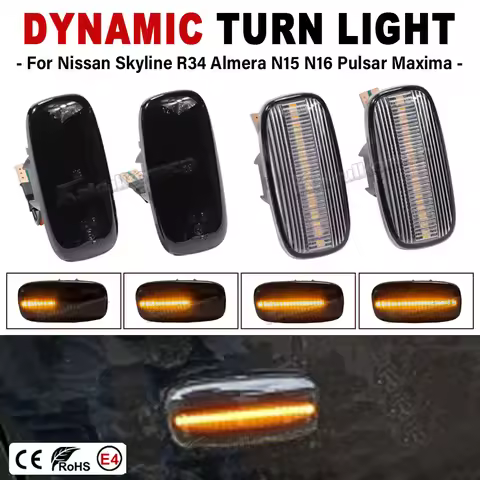 2PCS Led Dynamic Side Marker Turn Signal Light For Nissan Skyline R34 Sunny G10 Serena C24 Stagea WC