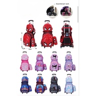 2024 New Boy&amp;Girl 3D Character Trolley Bag 3In1 Matibay Waterproof School Bag For Kids With 6Wheels