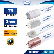 LEMAX T8 LED Tube  (2FT/4FT) 10W, 18W, 30W Lampu Kalimantang Bulb Siling 2, 4 Kaki