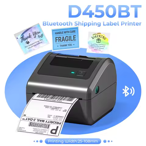 Bluetooth Thermal Label Printer D450BT Wireless Printer for Multi-Platform Compatibility Small Busin