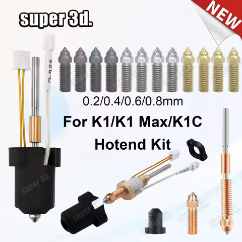 2024 Updated Creality K1 Hotend K1 Max Nozzle Kit Ceramic Heating Block Nozzle Extruder Thermistor F