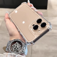 Luxury Space shell Clear Case for iPhone 16 15 11 12 13 14 Pro MAX X XR XS MAX 7 8 Plus with Lens Fi