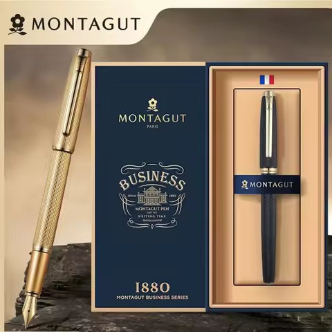 Montagut Classic Grey And Golden Trim Fountain Pen Iridium 0.5mm Exquisite Stationery Writing Gift P