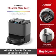 Airbot Robotic Vacuum L108S Pro Ultra, 8000Pa, Auto Wash Mop, Auto Empty Dust, Warm Air Mop Drying, Rotating Mop LiDar