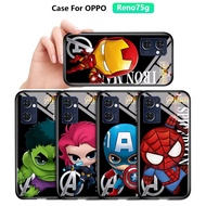 For OPPO Reno 7 Pro 5G Reno7 Z 5G A96 A76 A36 Cartoon For Girls Ironman Spiderman Captain American Glass Case Cover